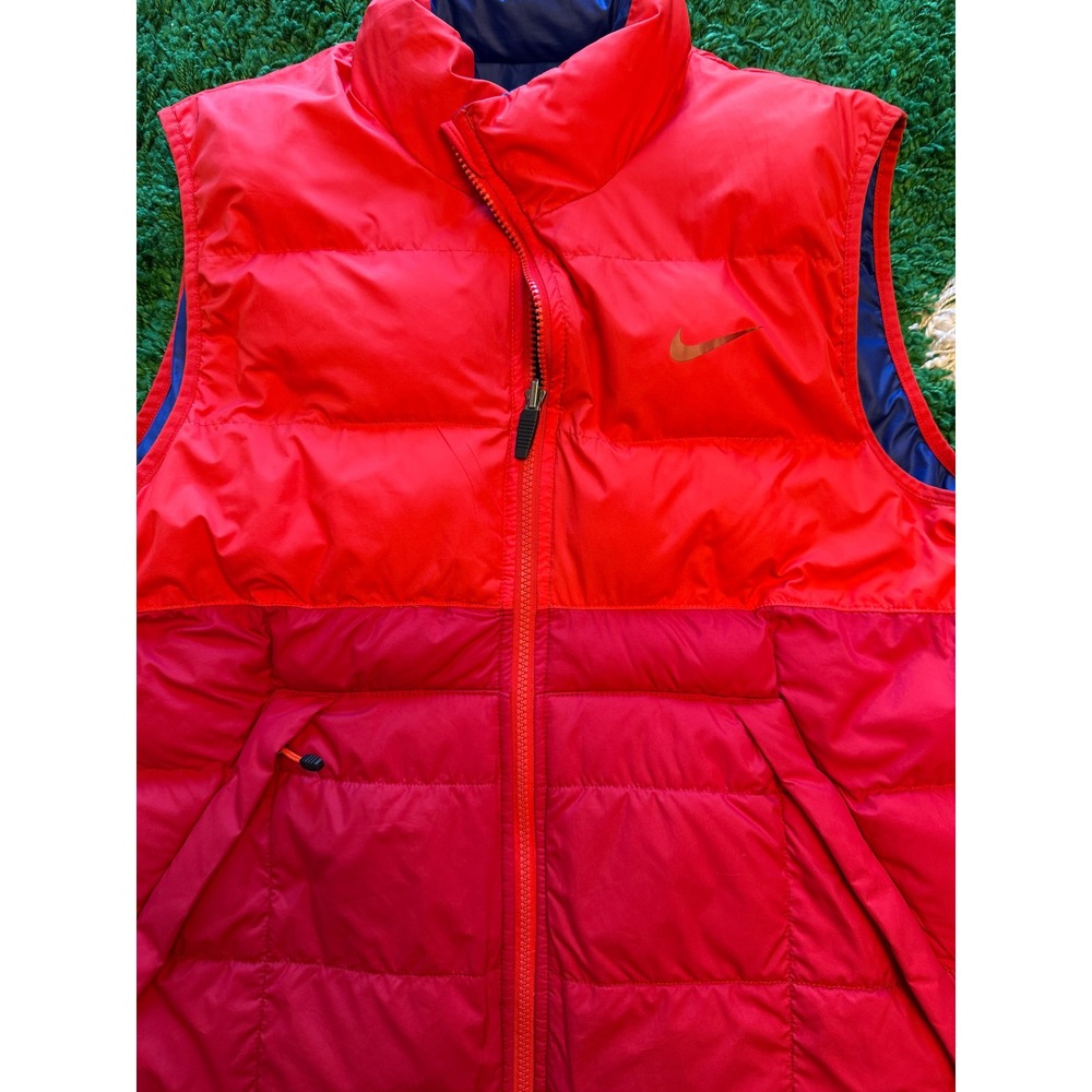 Nike Reversible Puffer Vest Mens M Red Blue Excellent Quilted Full Zip Swoosh - Picture 10 of 11